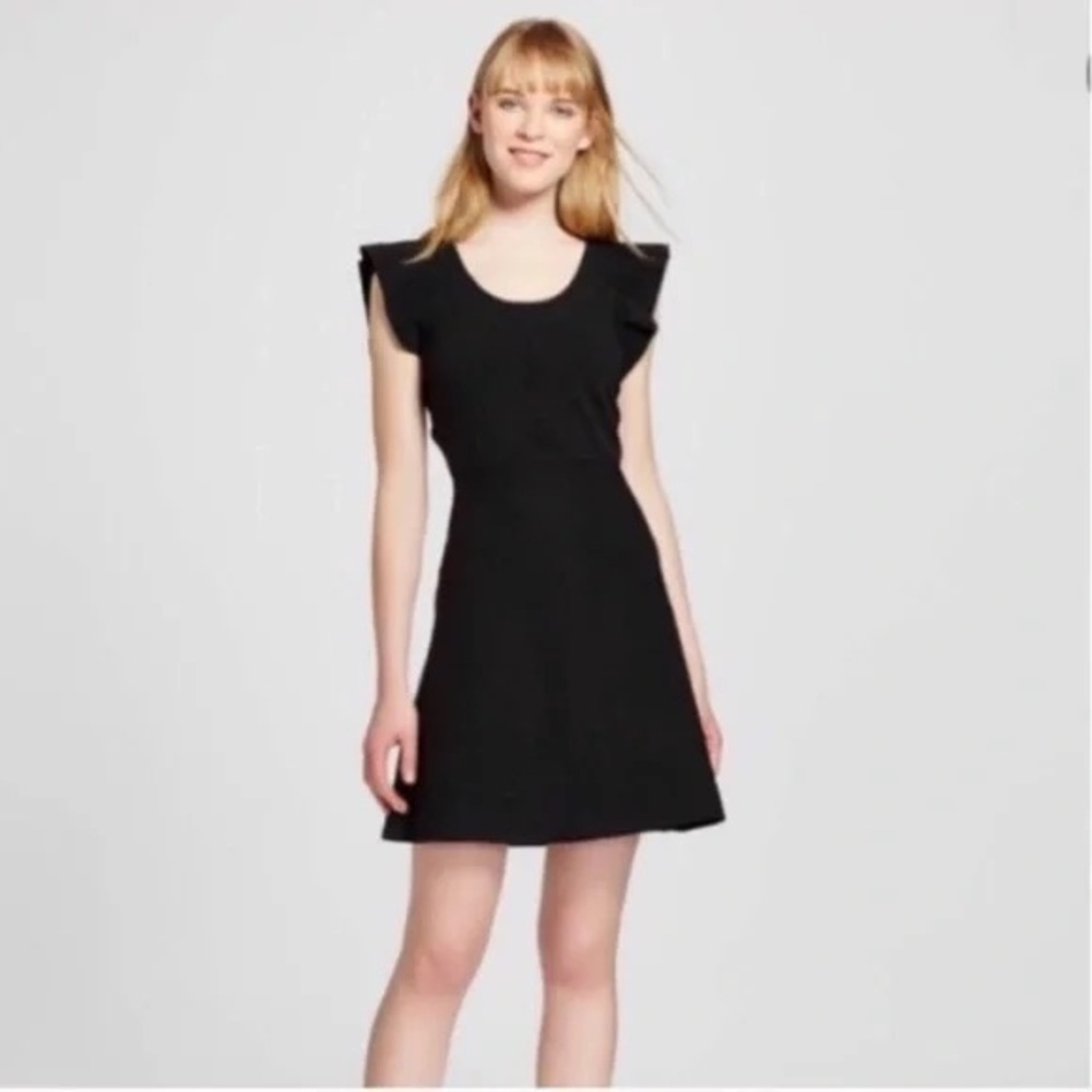 NWT 1X Victoria Beckham for Target Black Flutter Sleeve Dress